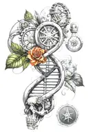  dna strand and turbo with atom structure and gemini sign tattoo design idea