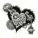 A mechanical heart with intricate gears and pulleys, symbolizing the balance between strength and precision in engineering tattoo design idea