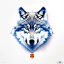 wolf with compass and spain tattoo design idea