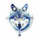 wolf with compass and spain tattoo design idea