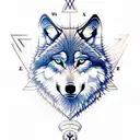 wolf with compass and spain tattoo design idea