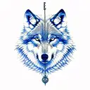 wolf with compass and spain tattoo design idea