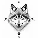 wolf with compass and spain tattoo design idea