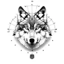 wolf with compass and spain tattoo design idea