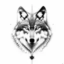 wolf with compass and spain tattoo design idea