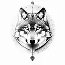 wolf with compass and spain tattoo design idea