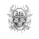 chaos scull with beaty babe tattoo design idea