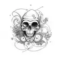 chaos scull with beaty babe tattoo design idea
