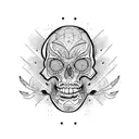 chaos scull with beaty babe tattoo design idea