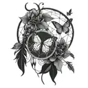 butterfly dream catcher entangled tattoo design idea