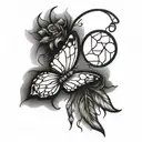 butterfly dream catcher entangled tattoo design idea