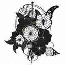 butterfly dream catcher entangled tattoo design idea