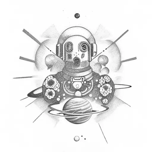 outer space with Mexican aspects and a narcissus flower sleeve tattoo  tattoo design idea