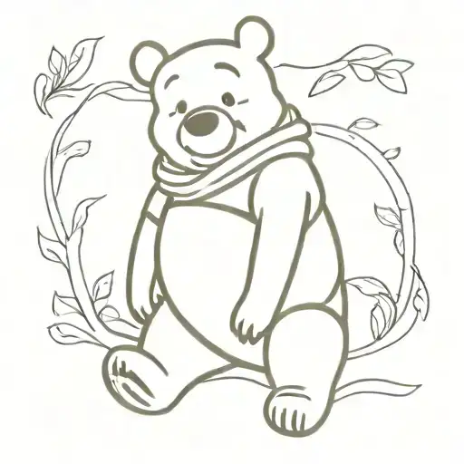 outline of Winnie the Pooh flexing bicep tattoo tattoo design idea