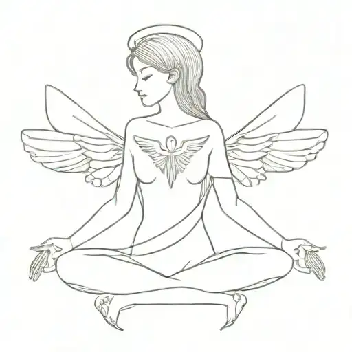 female symmetric angel tattoo design idea