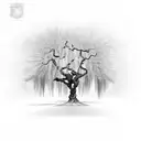 Willow tree shooting out Ivey vines tattoo design idea