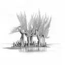 Willow tree shooting out Ivey vines tattoo design idea