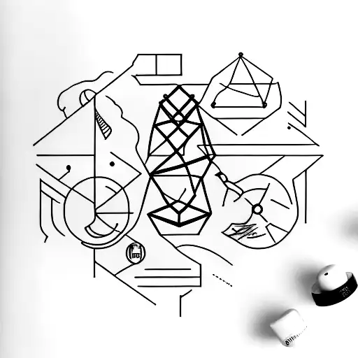 A minimalist tattoo of a symbolic representation of a bidding process, such as a gavel and a stack of documents, showcasing your interest in the field of procurement and tendering tattoo design idea
