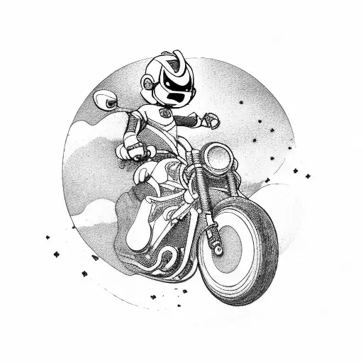 Astroboy riding a fast motorbike tattoo design idea