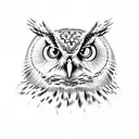 owl with cat head tattoo design idea