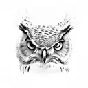 owl with cat head tattoo design idea