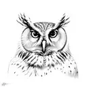 owl with cat head tattoo design idea