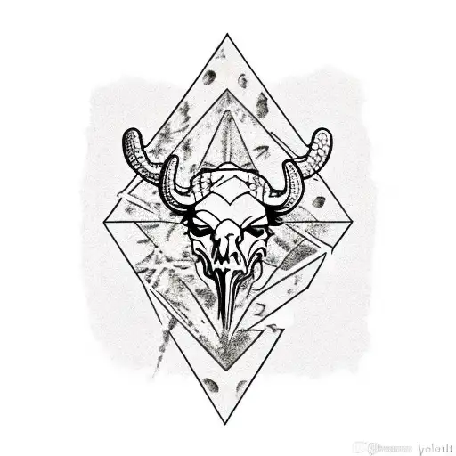 Buffalo Skull, Diamond back rattle snake, cactus tattoo design idea