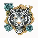 Yakuza-style tiger tattoo with a modern twist incorporating elements tattoo design idea