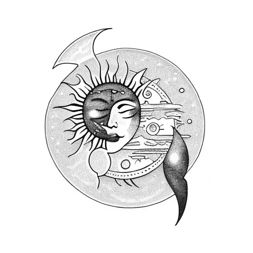 Sun and Moon tattoo design idea