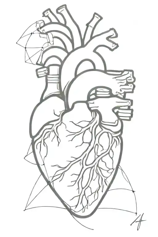 anatomical heart intertwined with guns tattoo design idea