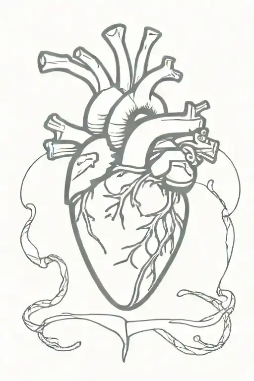 anatomical heart intertwined with guns crossed tattoo design idea