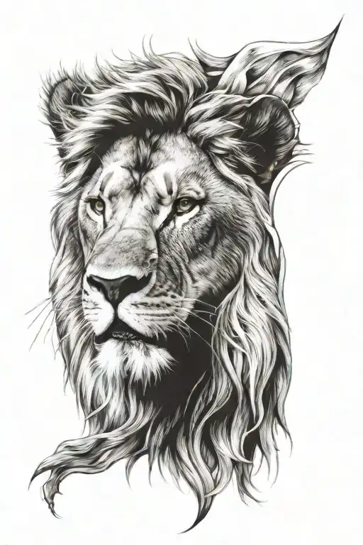 lion face tattoo design idea