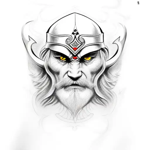 odin face tattoo design idea