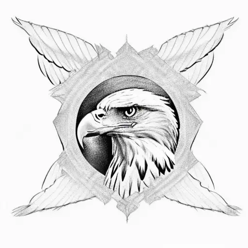 eagle tattoo sketch with spread wings, symmetry tattoo design idea