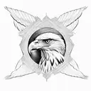 eagle tattoo sketch with spread wings, symmetry tattoo design idea
