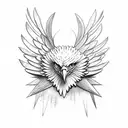 eagle tattoo sketch with spread wings, symmetry tattoo design idea