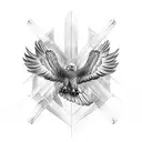 eagle tattoo sketch with spread wings, symmetry tattoo design idea