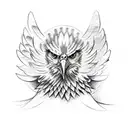 eagle tattoo sketch with spread wings, symmetry tattoo design idea