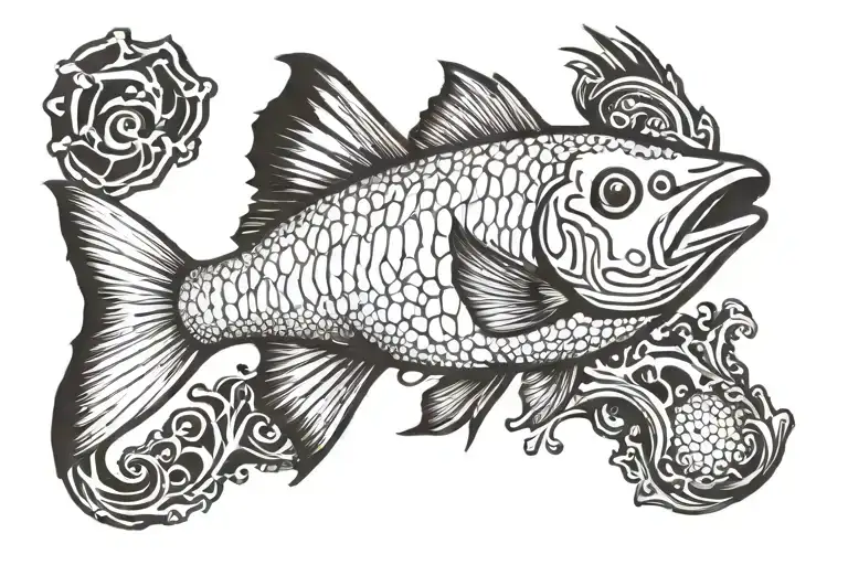 red drum fish tattoo design idea