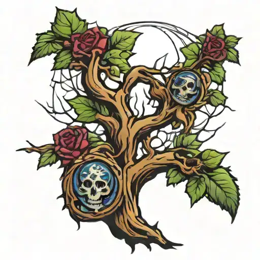 grateful dead tree tattoo design idea