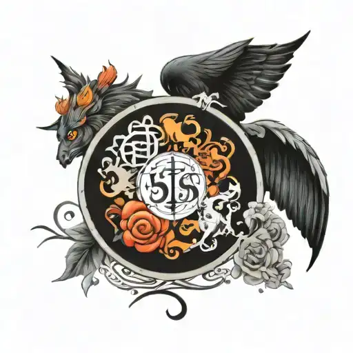 Tattoo Design Description: Mystic Characters Representing the Seven Deadly Sins Concept Overview: Design a circular tatt tattoo design idea