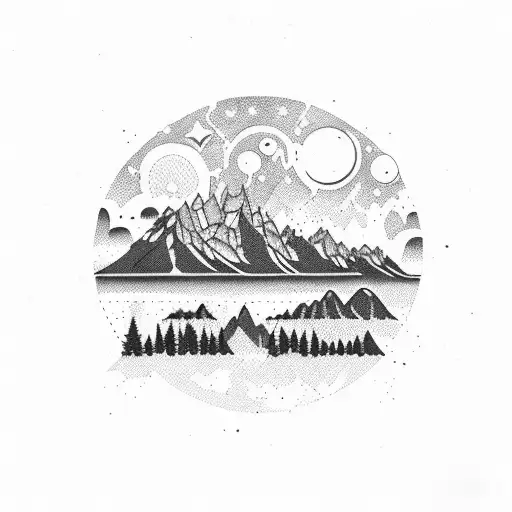 grand tetons with stars tattoo design idea