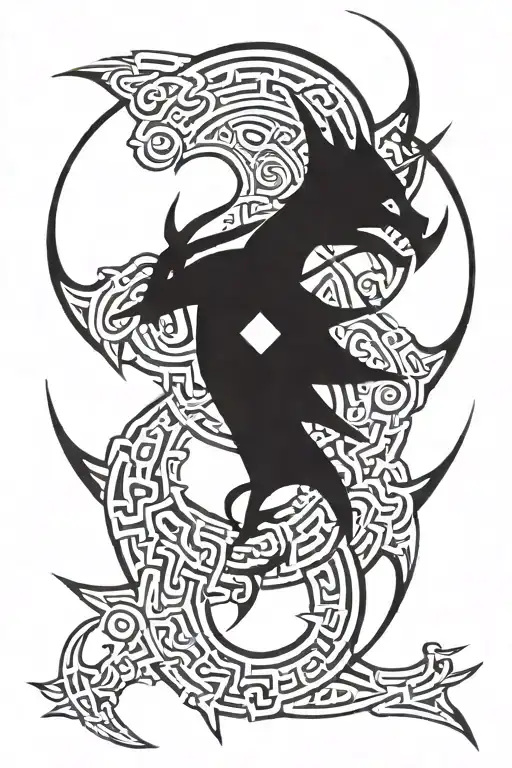 darksider war with chaos eater in his forehead symbol tattoo design idea
