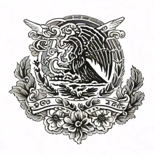 Combine the Mexican flags of Sonora and Michoacan with september 12th 1986 tattoo design idea