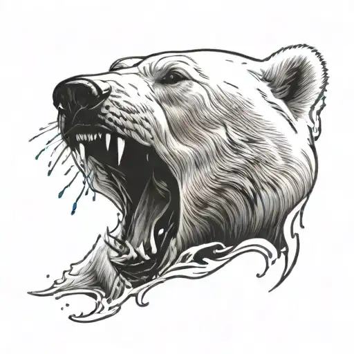 polar bear screaming  tattoo design idea