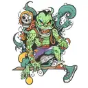 evil 90s cartoons  leg sleeve tattoo design idea