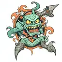 evil 90s cartoons  leg sleeve tattoo design idea