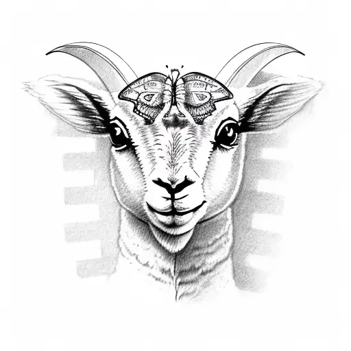 lamb butterfly tattoo design idea