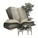 book with pages turning to represent a new chapter  tattoo design idea