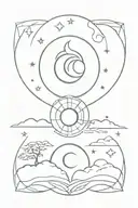 Sun, moon and ether combined with the elements: water, fire, earth and air. tattoo design idea
